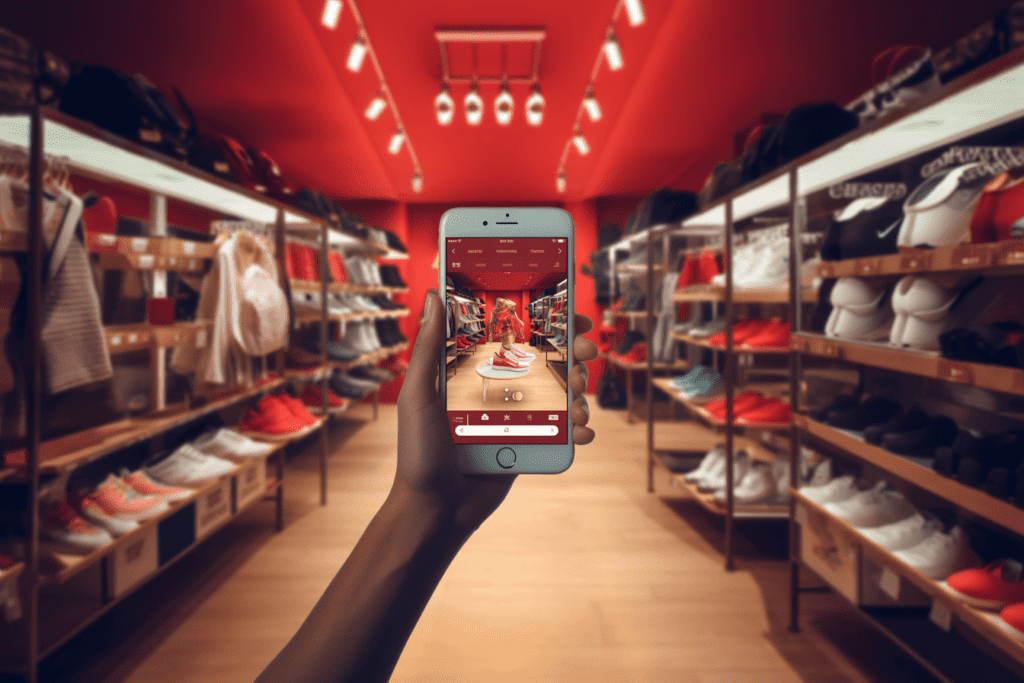 someone holding their phone taking photos of shoes