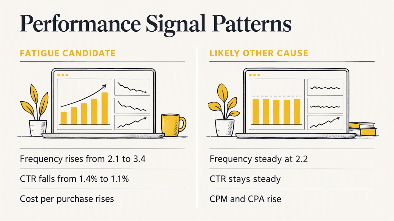 Two ad performance cases compared by metrics