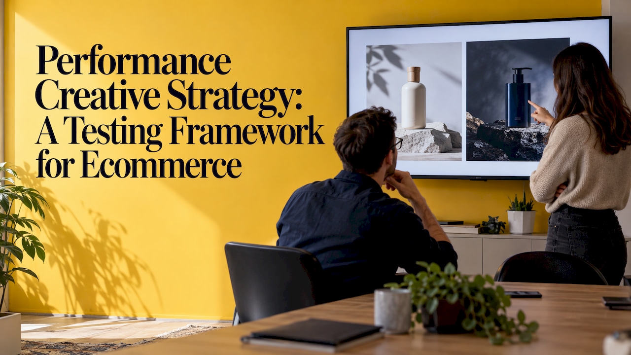 Two ecommerce ad creative variants on monitor