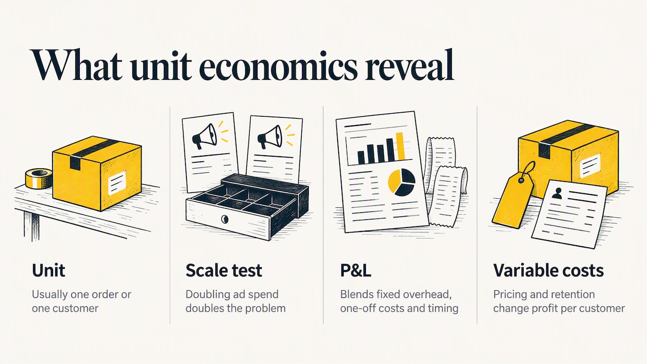 What ecommerce unit economics actually measure — overview diagram